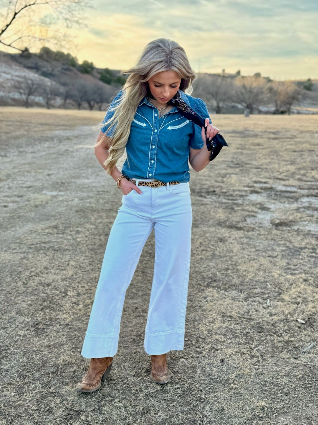 Kaslyn White Wide Leg Jean by Risen