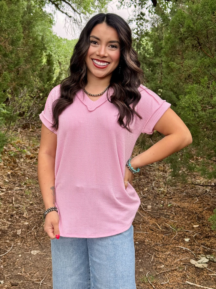 Sasha Ribbed V-Neck Top