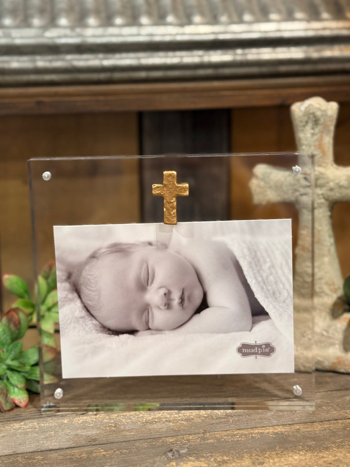 Acrylic Frame with Gold Emblem by Mud Pie