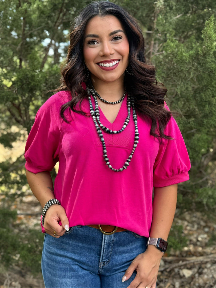 Willow Pink V-Neck Top