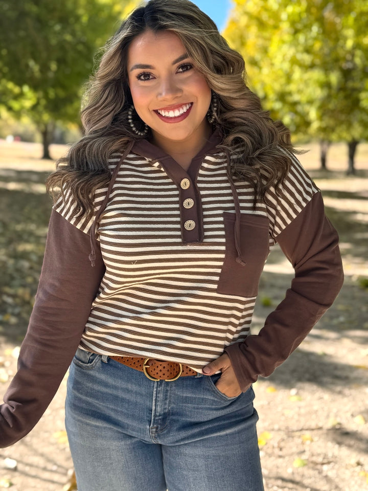 Ashlynn Brown & Cream Striped Pullover