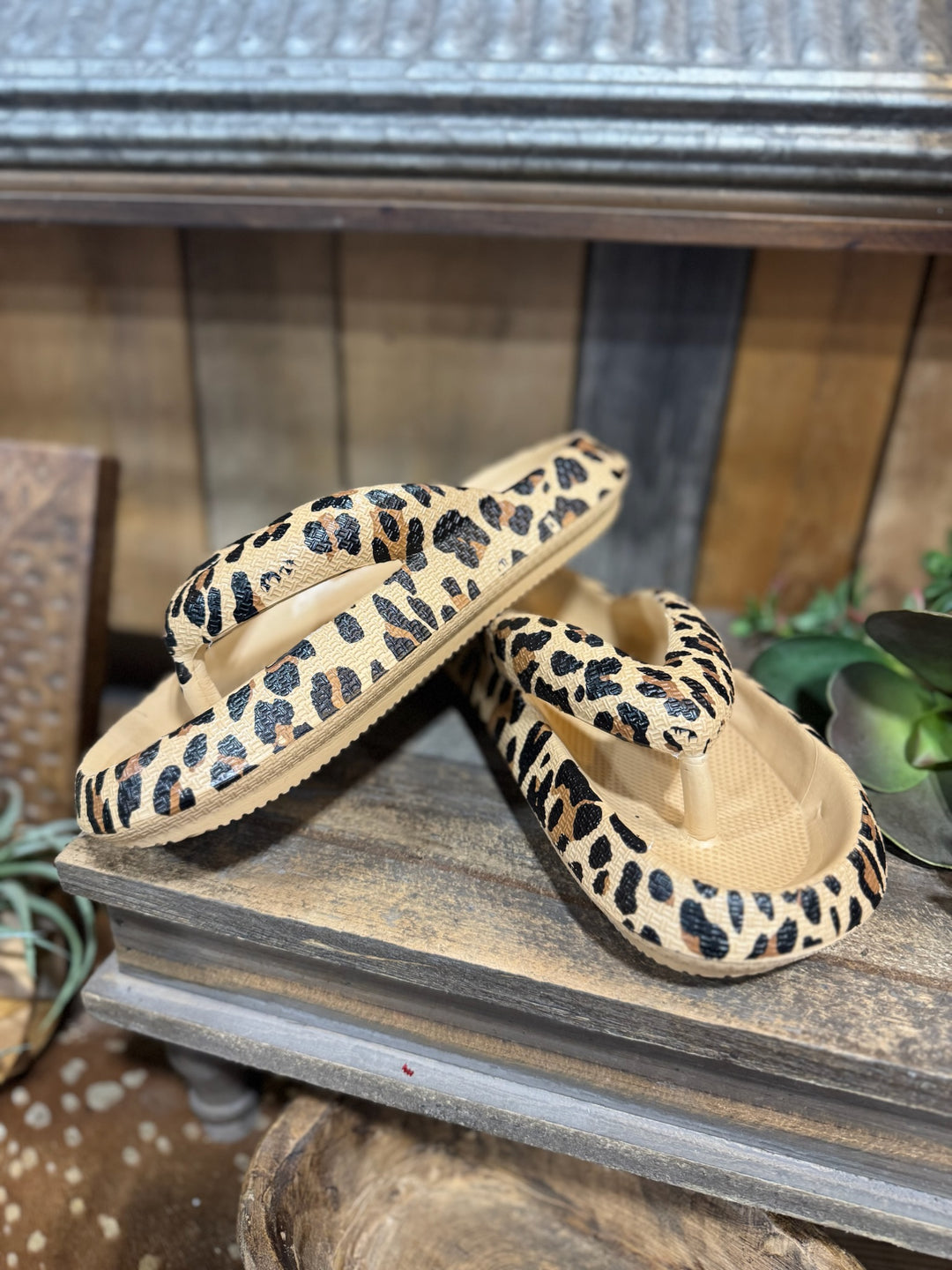 Leopard Thick Sole Flip Flops