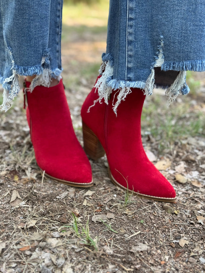 High Standards Faux Suede Booties by Corkys