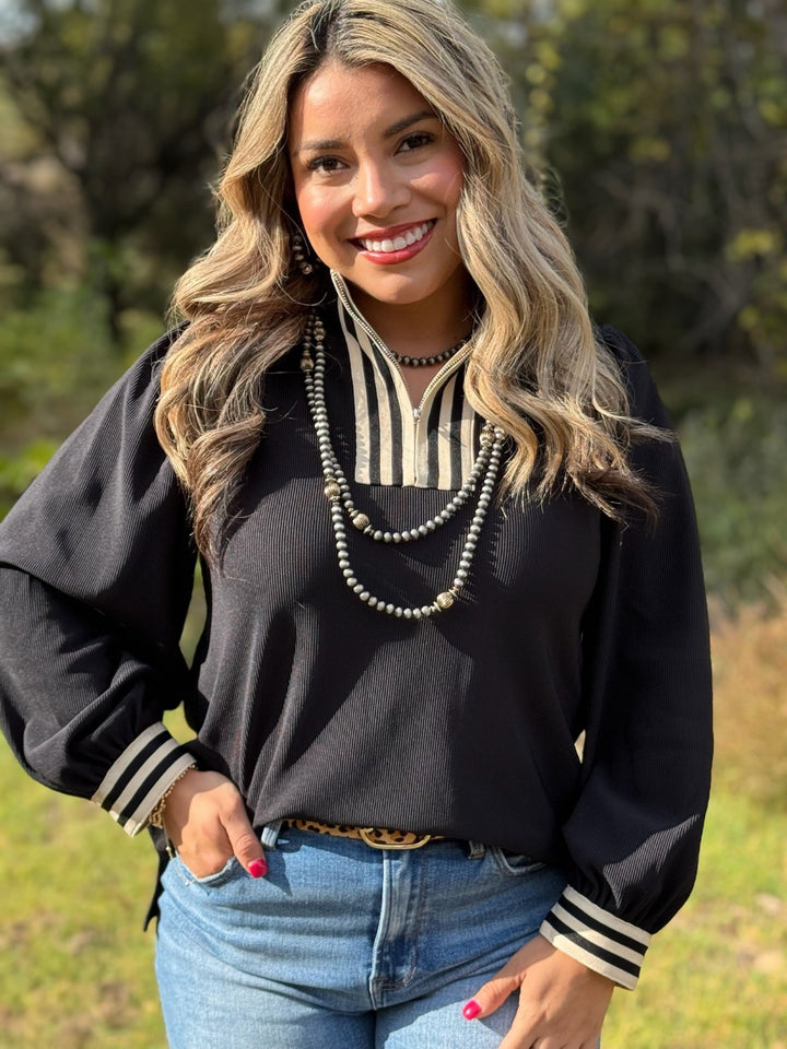Jonna Black 1/4 Zip Top