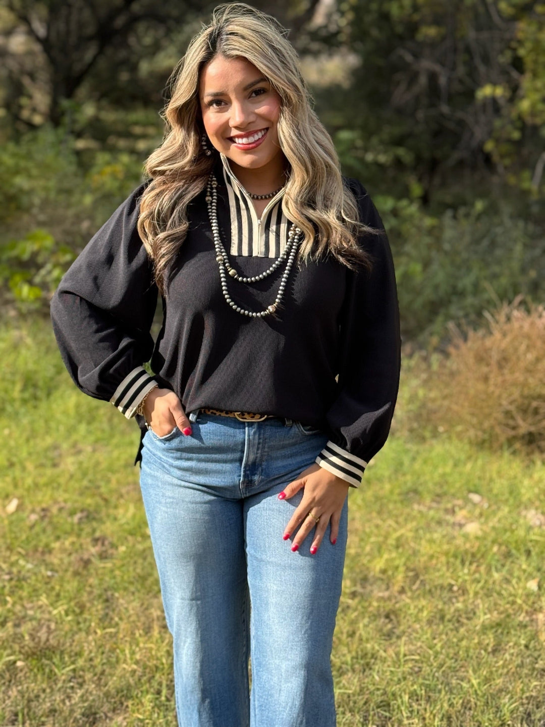 Jonna Black 1/4 Zip Top