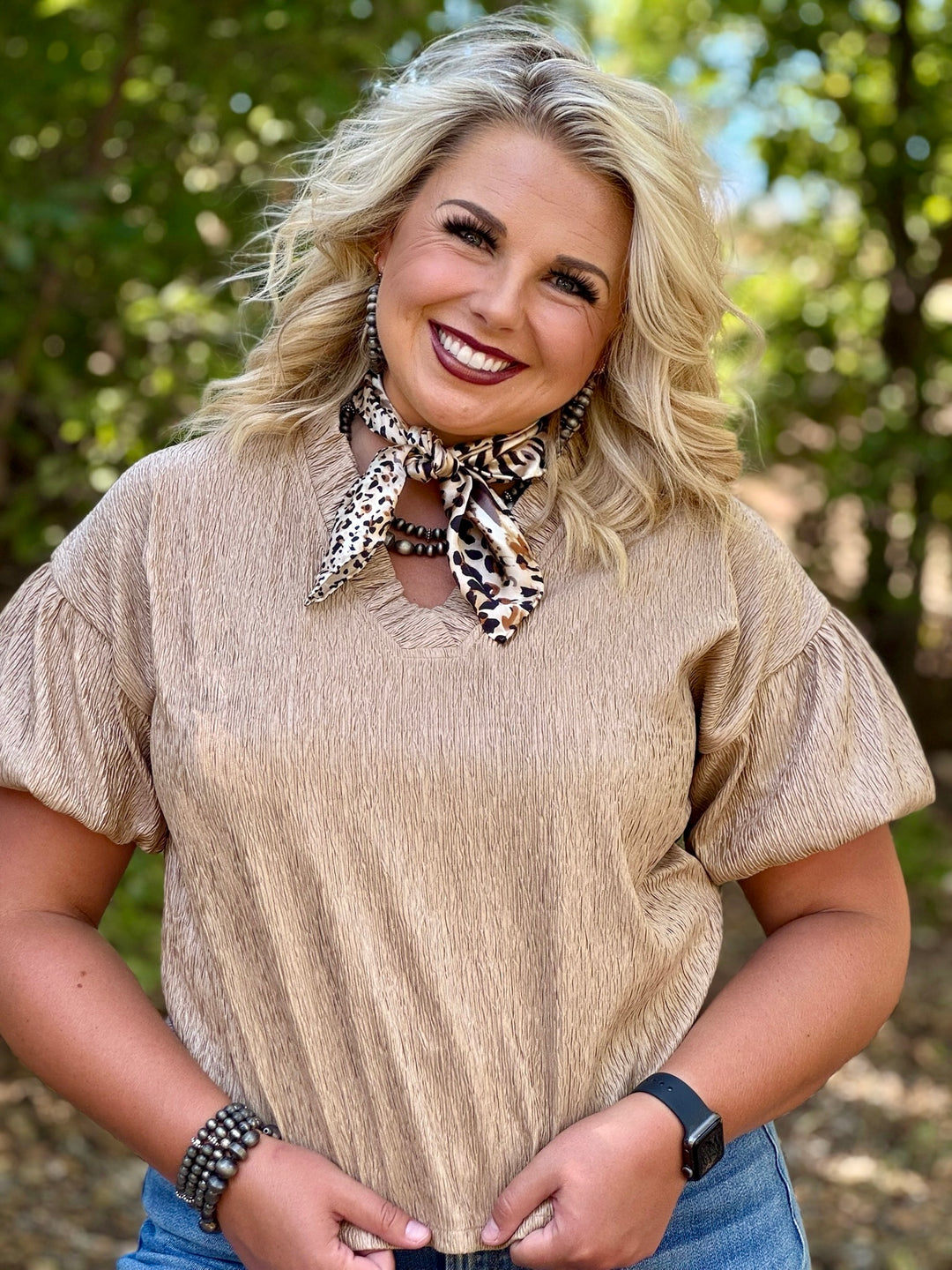 Monroe Gold V-Neck Top