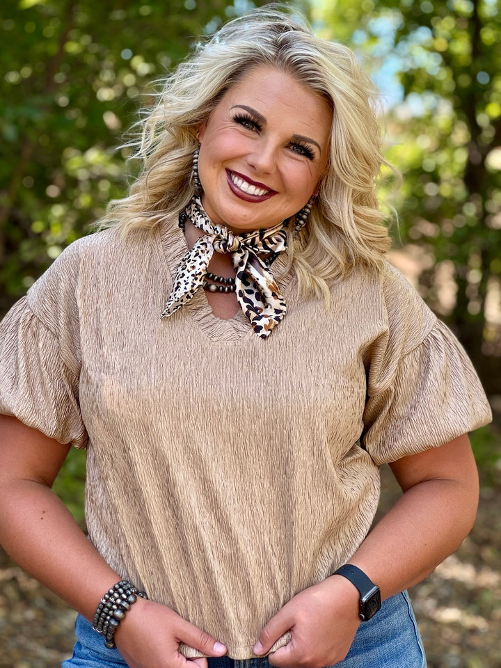 Monroe Gold V-Neck Top