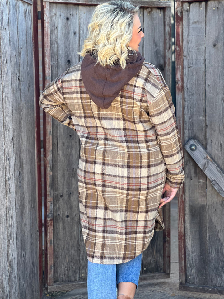Claire Brown Plaid Duster Shacket