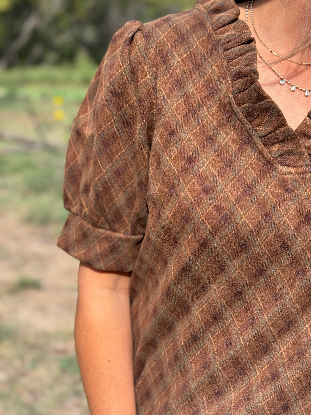 Bella Brown Plaid Top