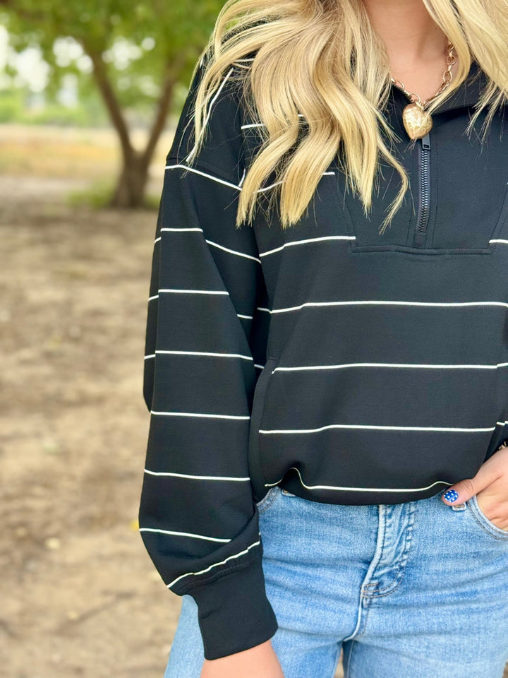 Chic in Stripes Black Sweatshirt