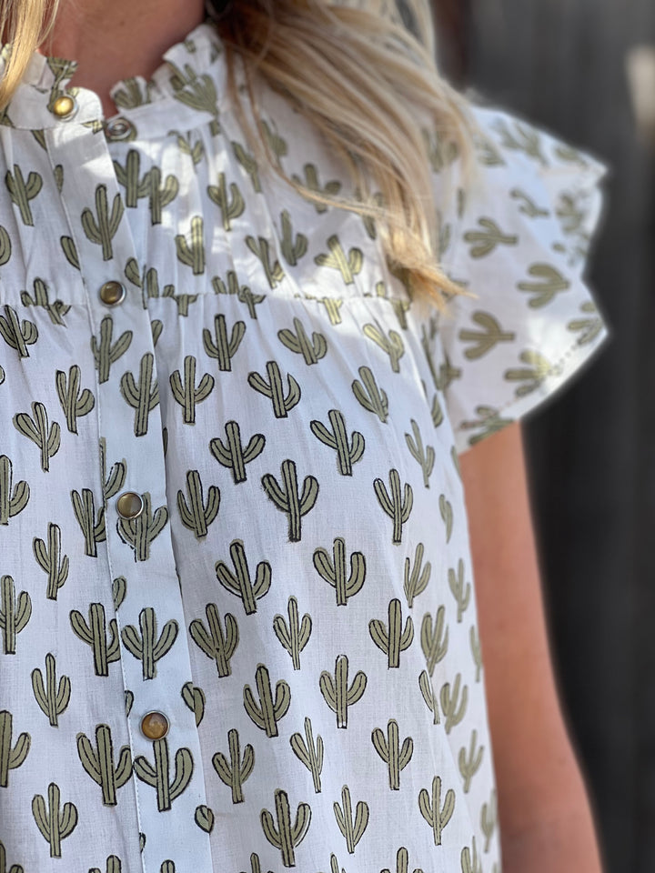 Colleen Cream Cactus Blouse by Sister Mary