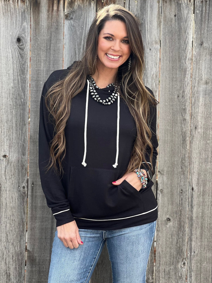 Fran Black Lux Hooded Tunic