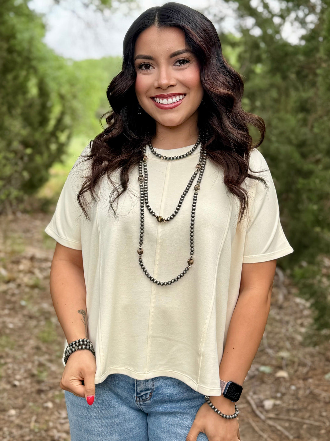 Annie Cream Scuba Knit Top