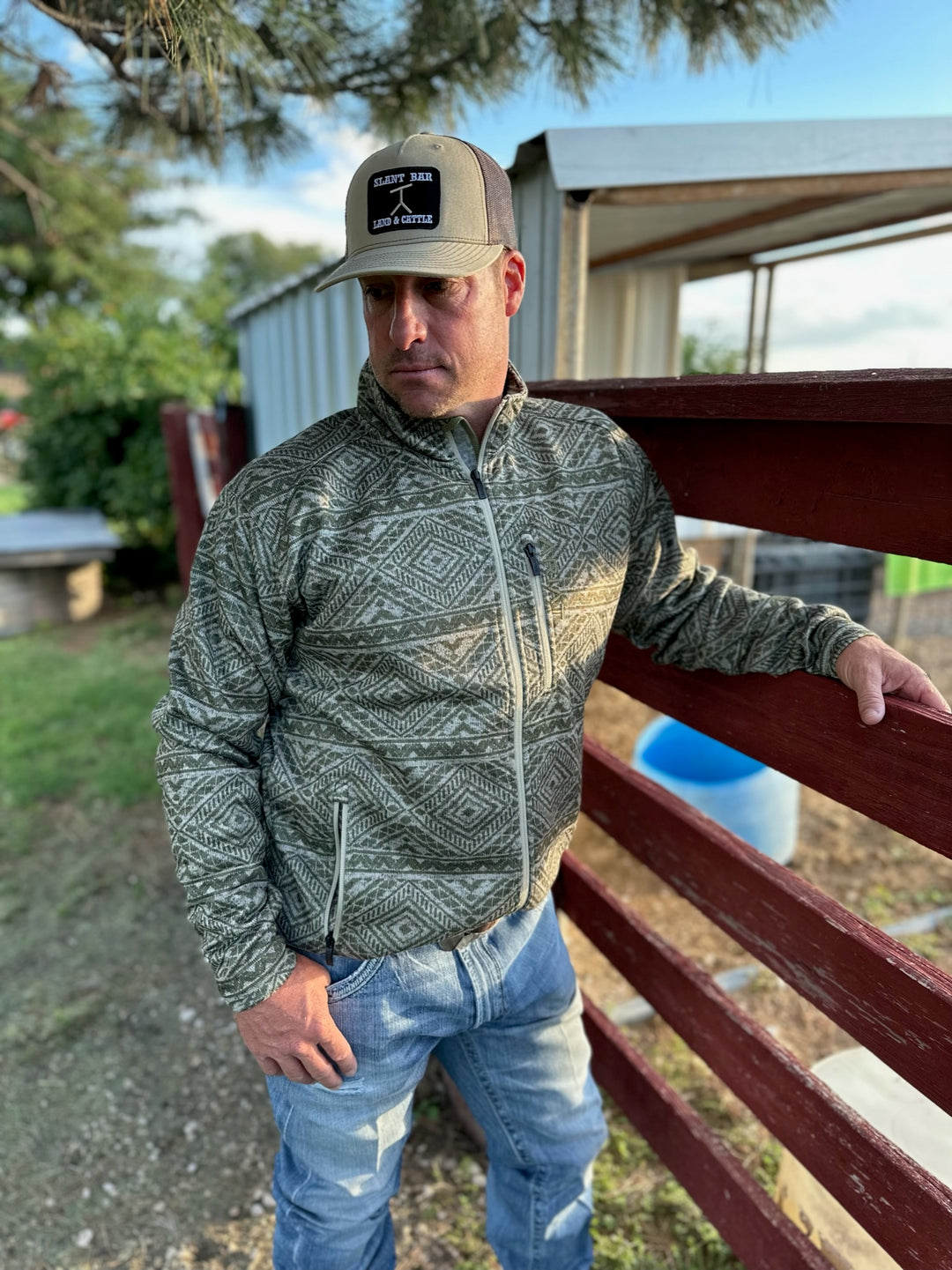 Caldwell Full Zip Olive Green Sweater by Ariat