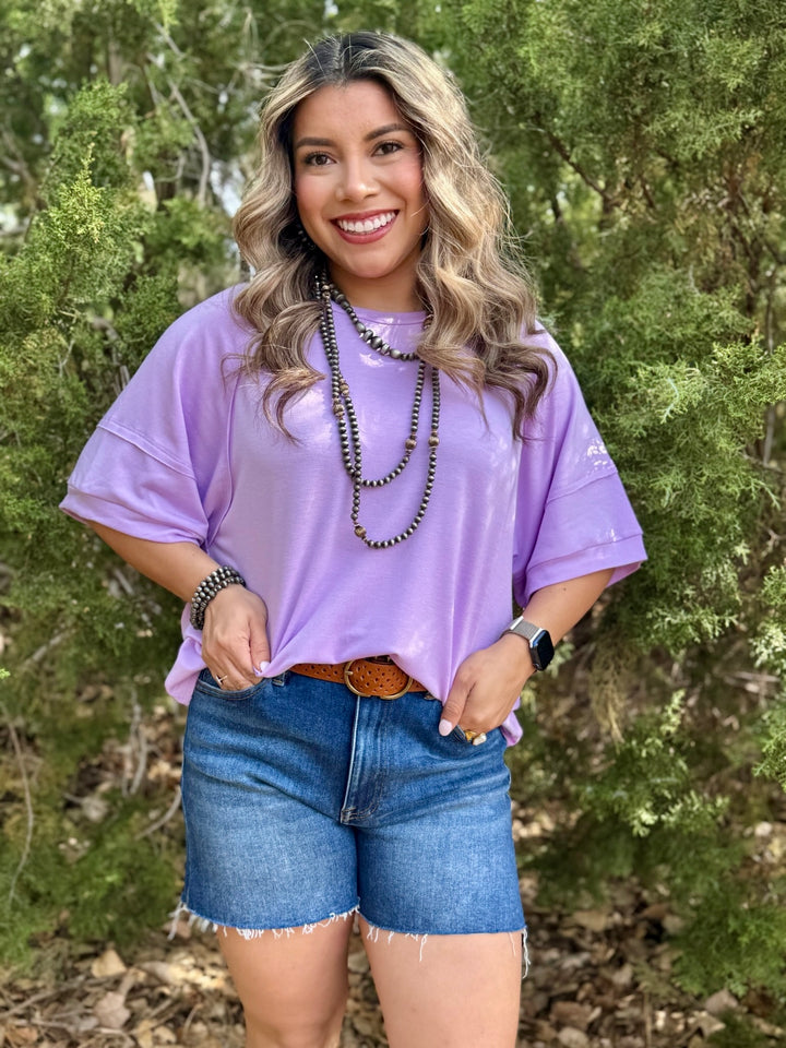 Lynn Lilac Exposed Hem Top