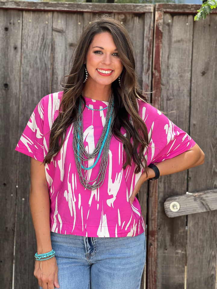 Eleanor Pink & White Blouse