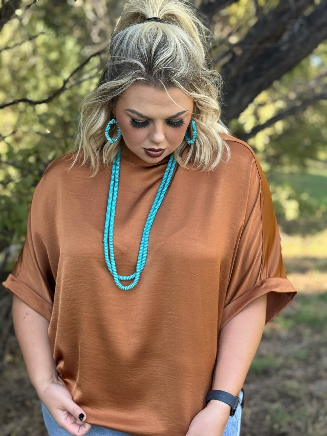 Joslyn Copper Satin Blouse