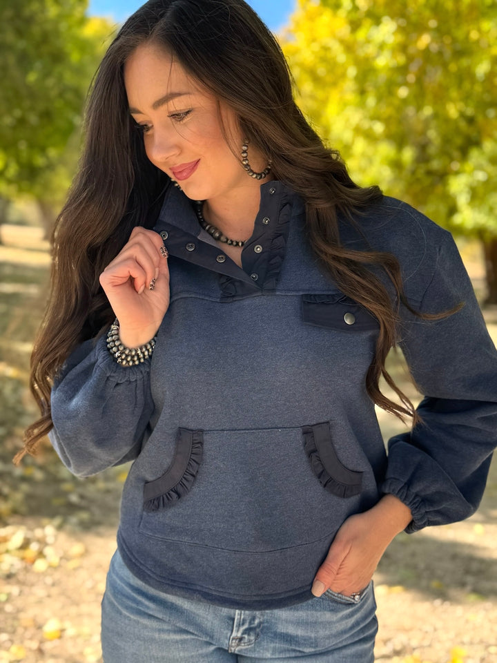 Ellie Navy Quarter Snap Pullover