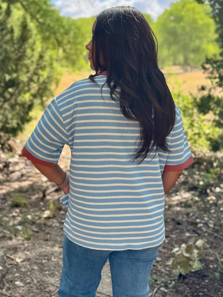 Sunset Blue Striped Top