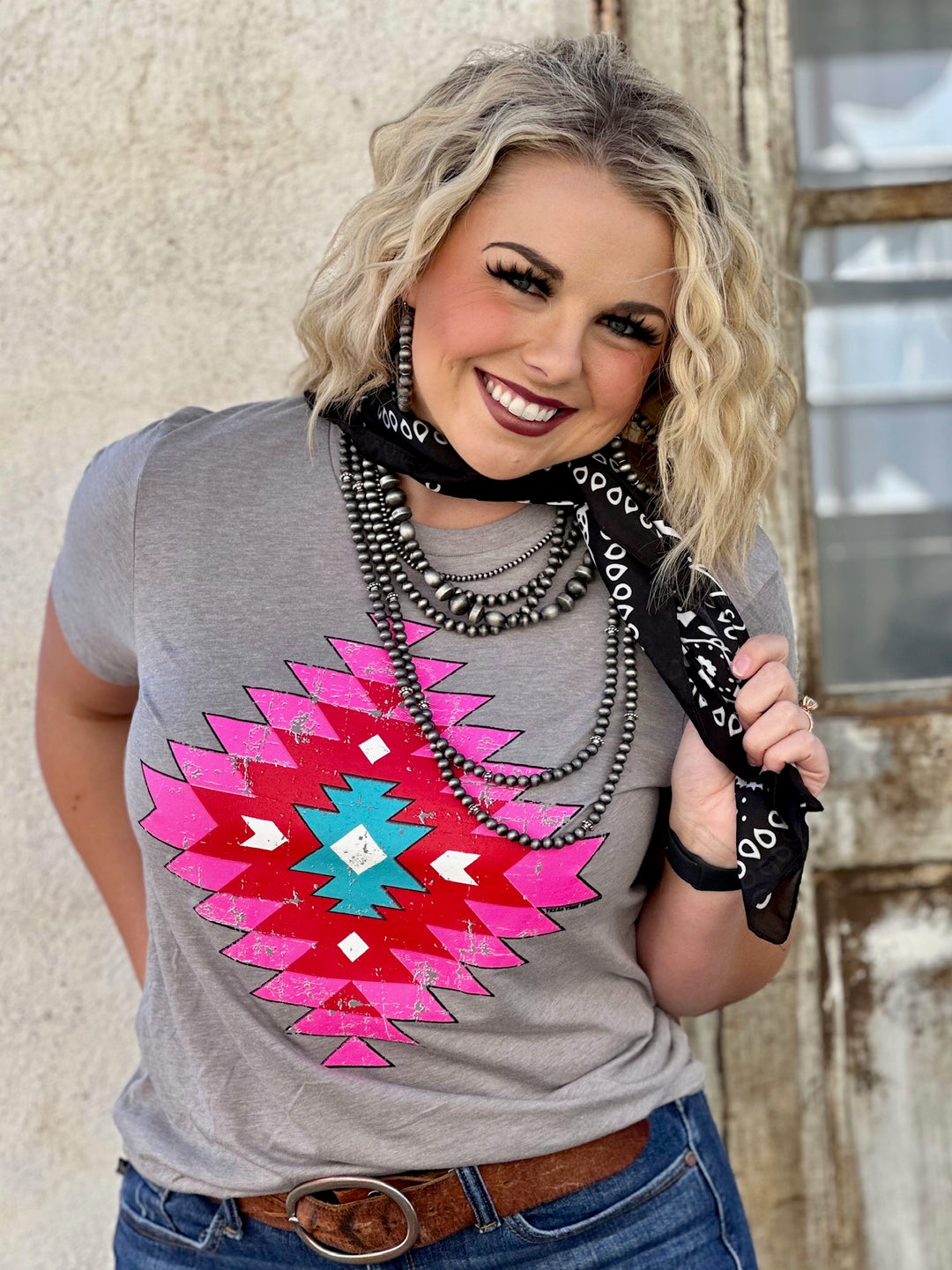 Poppin' Pink Grey Graphic Tee by Texas True Threads