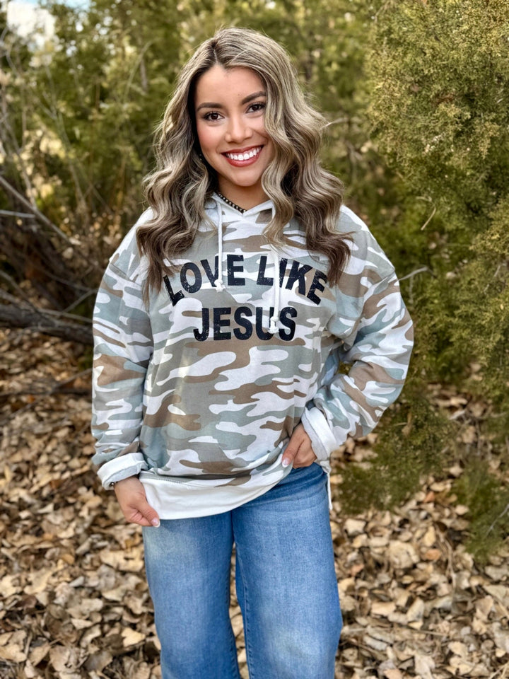 Love Like Jesus Camo Hooded Sweatshirt by Texas True Threads