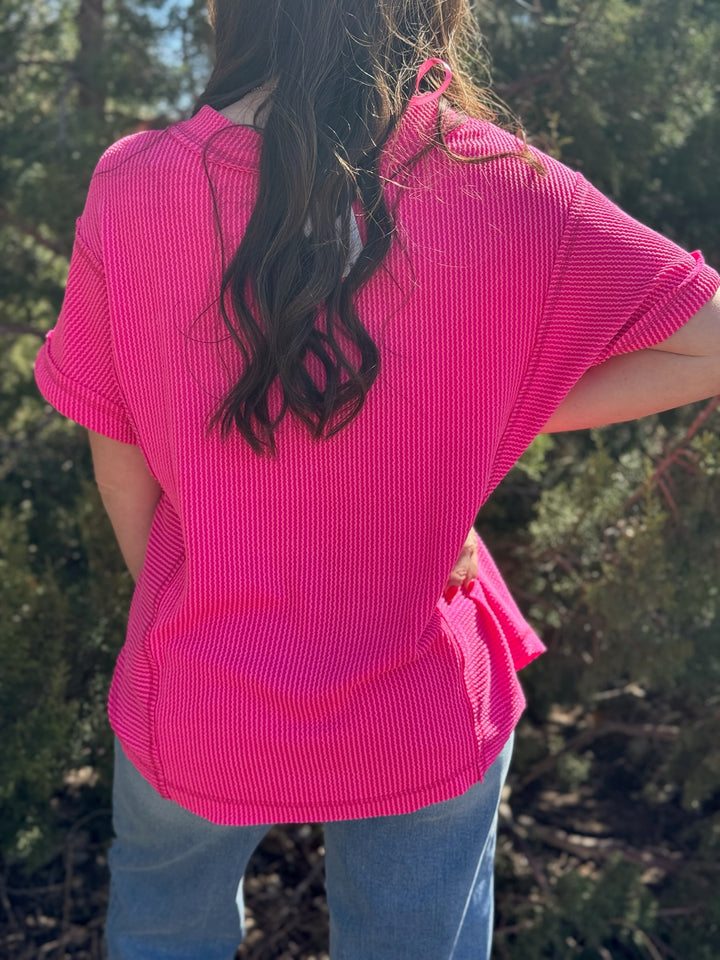 Saige Ribbed V-Neck Top