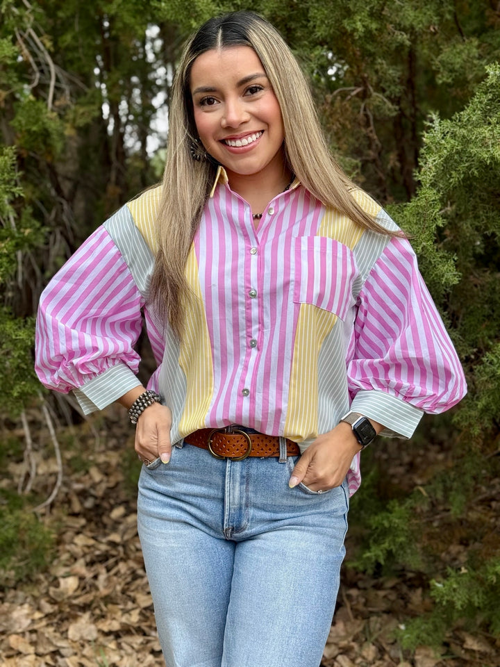 Pastel Remix Stripe Button Down