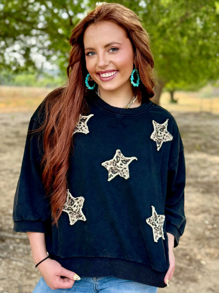 Midnight Leopard Star Sweatshirt
