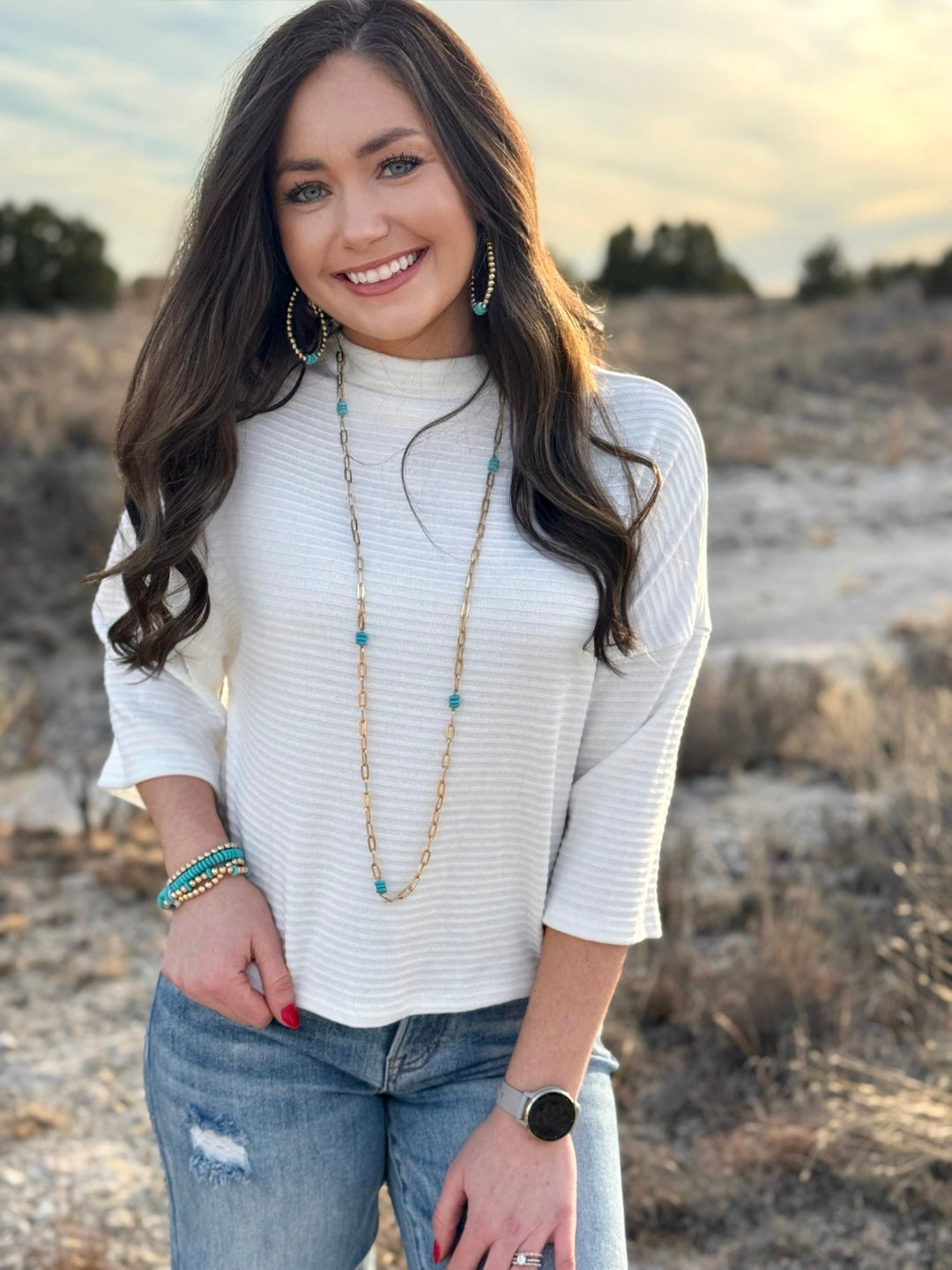 Kaitlyn White Ribbed Drop Shoulder Top