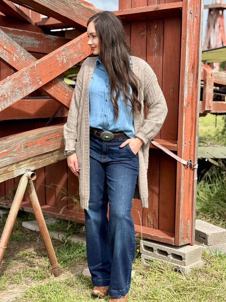 Maxine Taupe Knit Cardigan