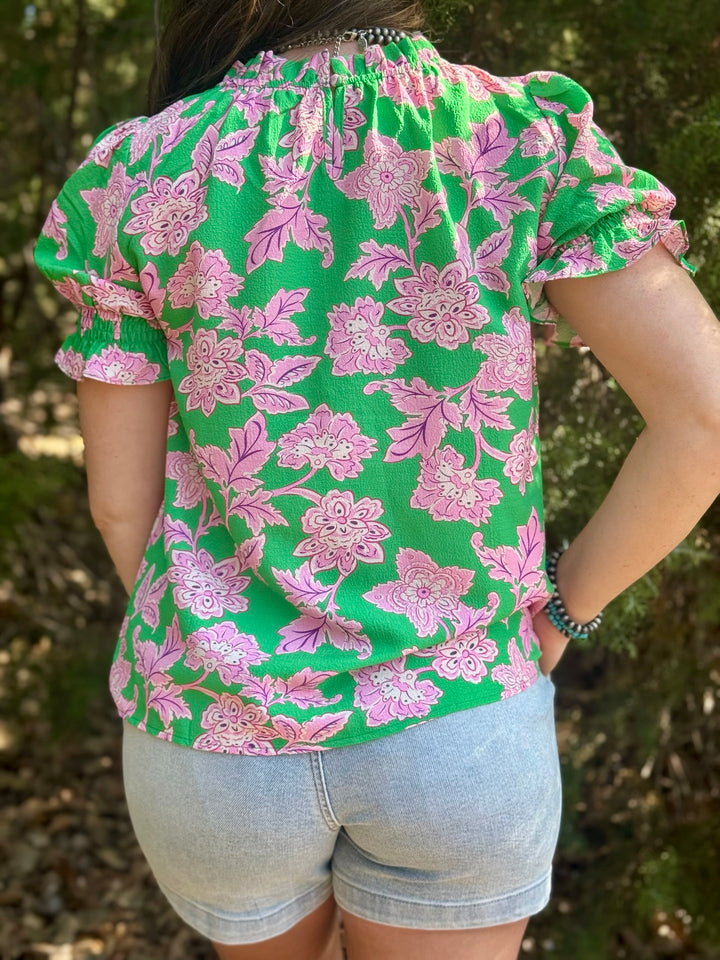 Floral Galore Green Top