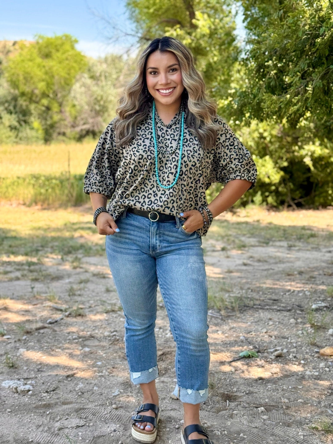 Crystal Collared Leopard Top