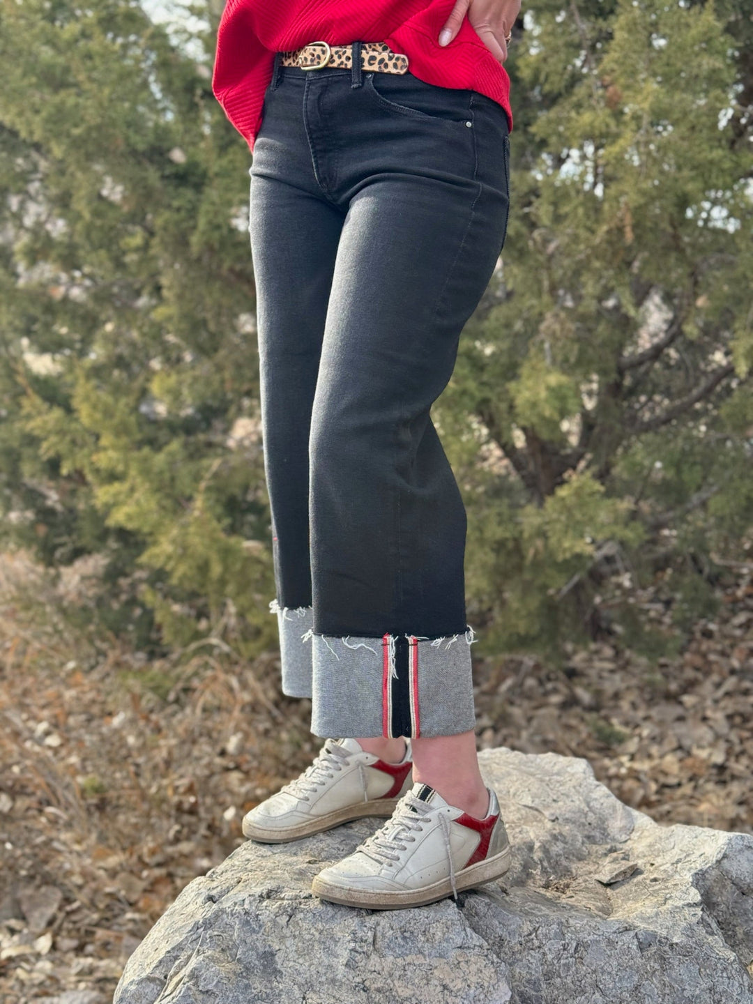 Marissa Black Tummy Control Crop Cuffed Jean