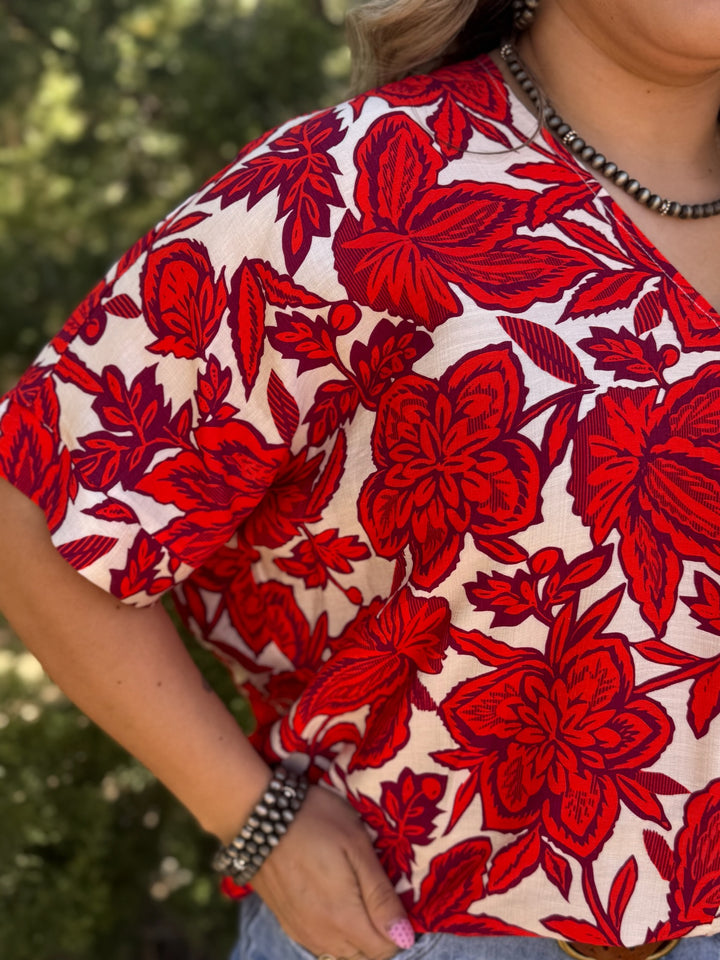 Aster Floral V-Neck Top