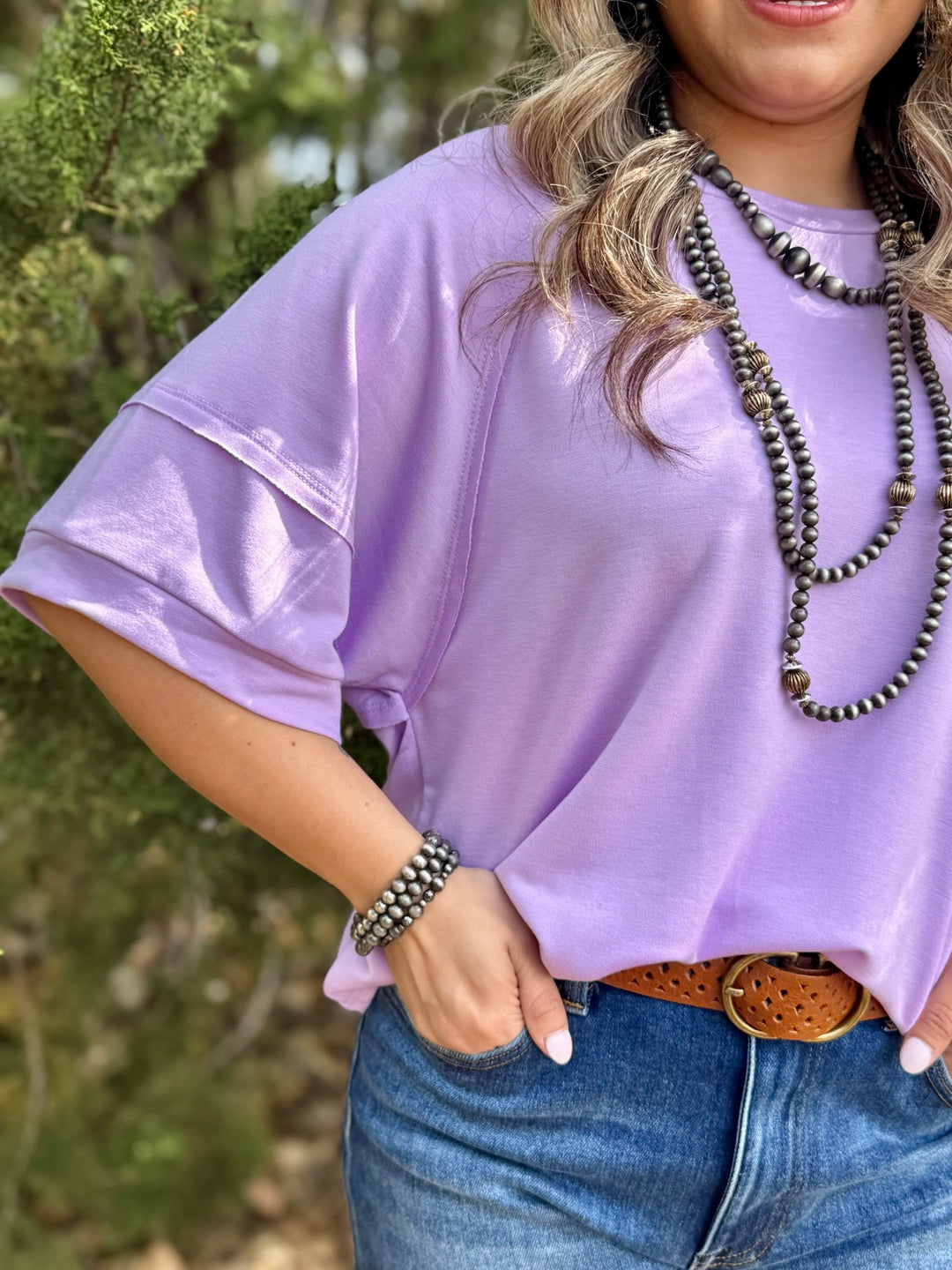Lynn Lilac Exposed Hem Top