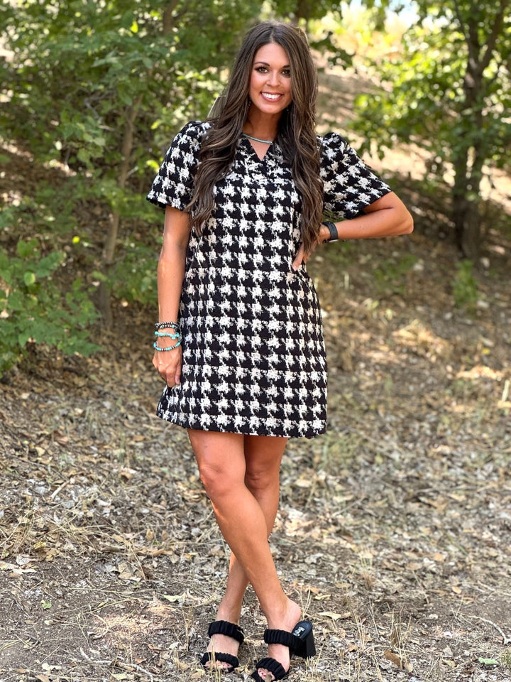 Marissa Houndstooth Print Dress