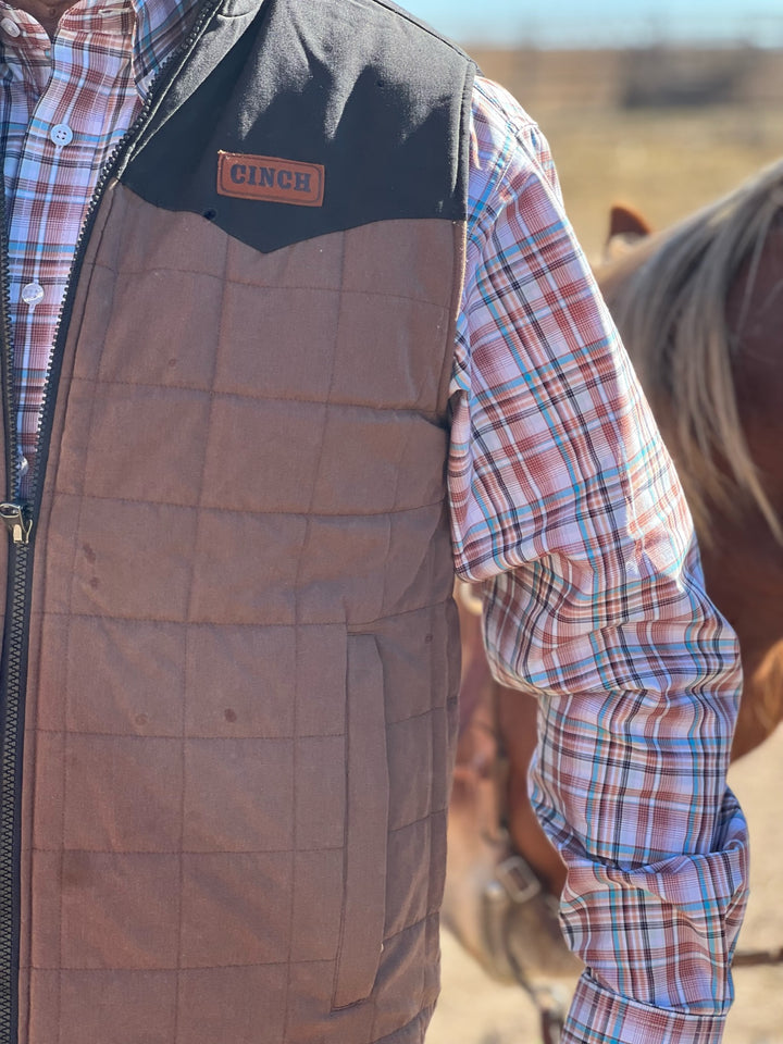 Kyle Men's Brown Quilted Reversible Vest by Cinch