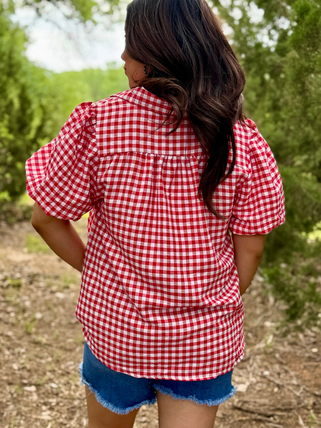 Adore Me Red Gingham Top