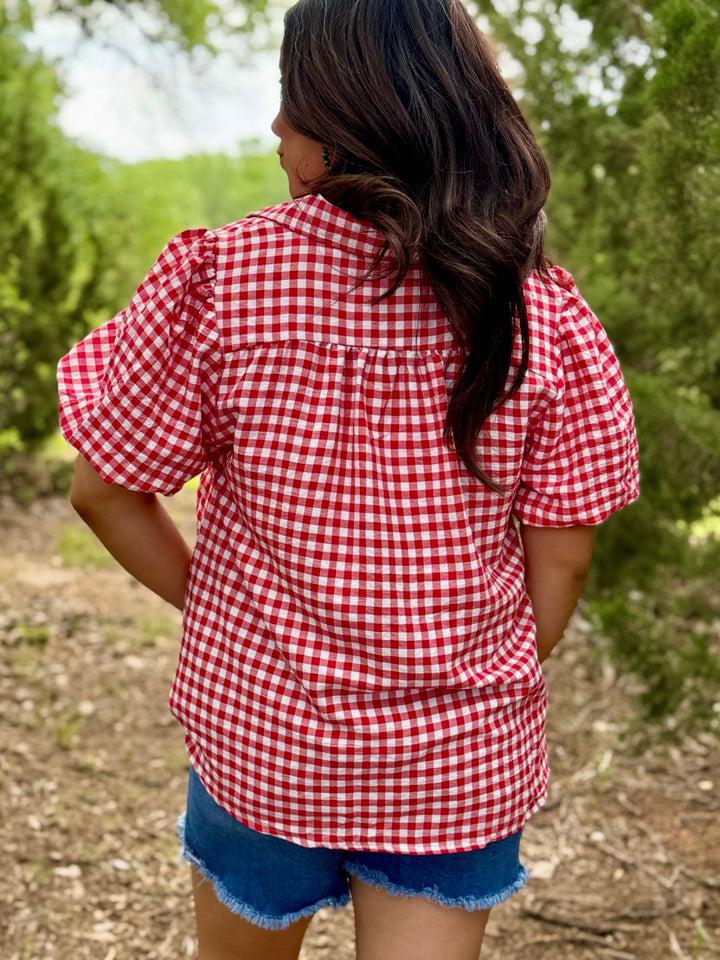 Adore Me Red Gingham Top