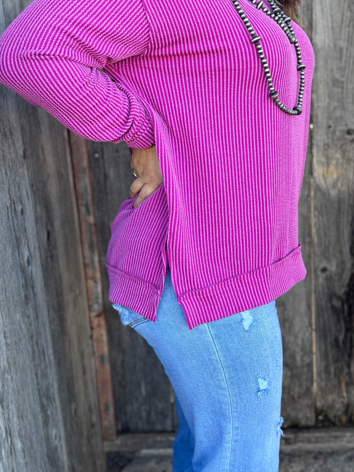 Karlie Purple Cowl Neck Top