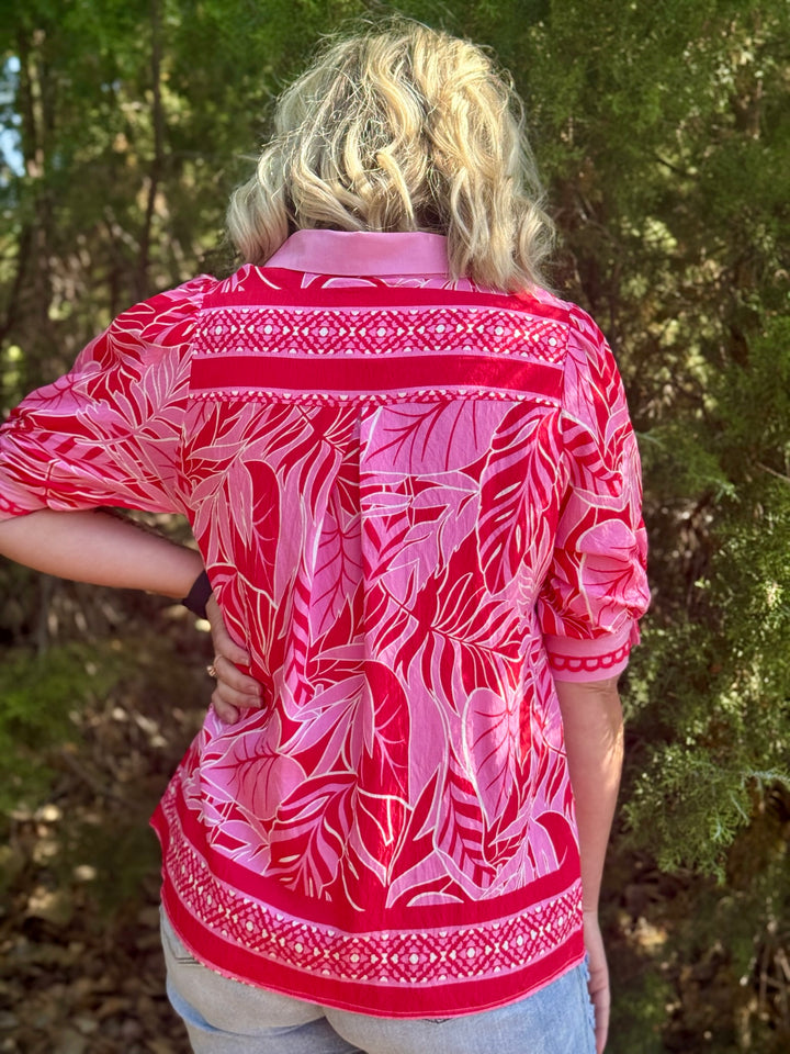 Ashlynn Pink & Red Tropical Top