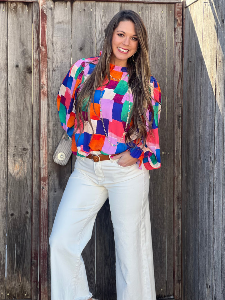 Lisa Multicolor Square Blouse