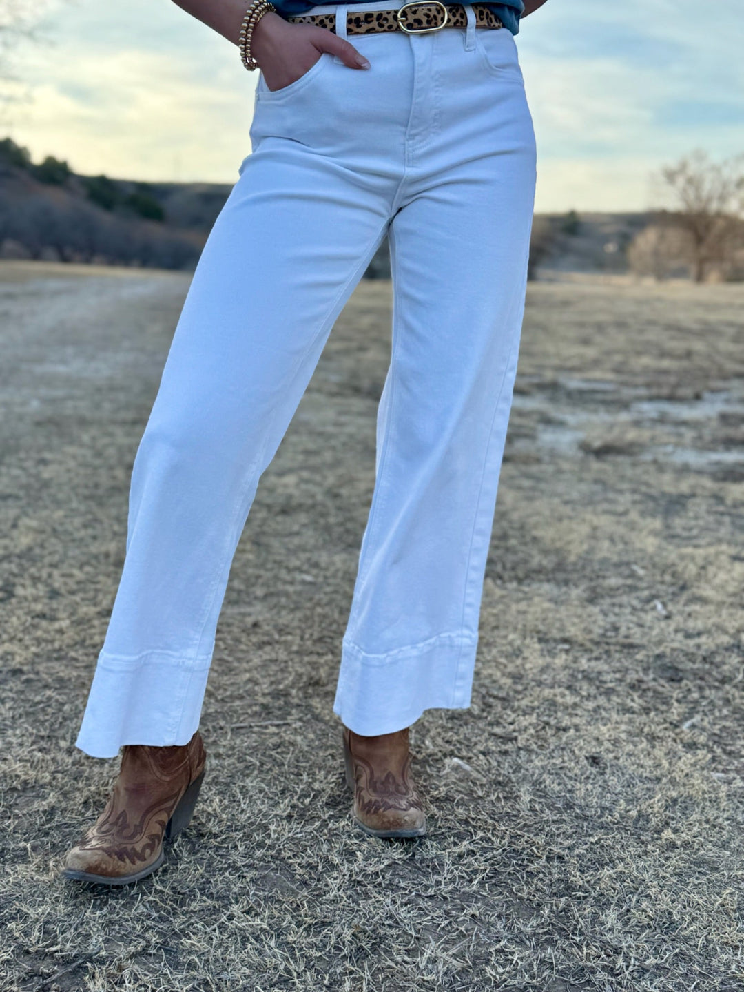 Kaslyn White Wide Leg Jean by Risen