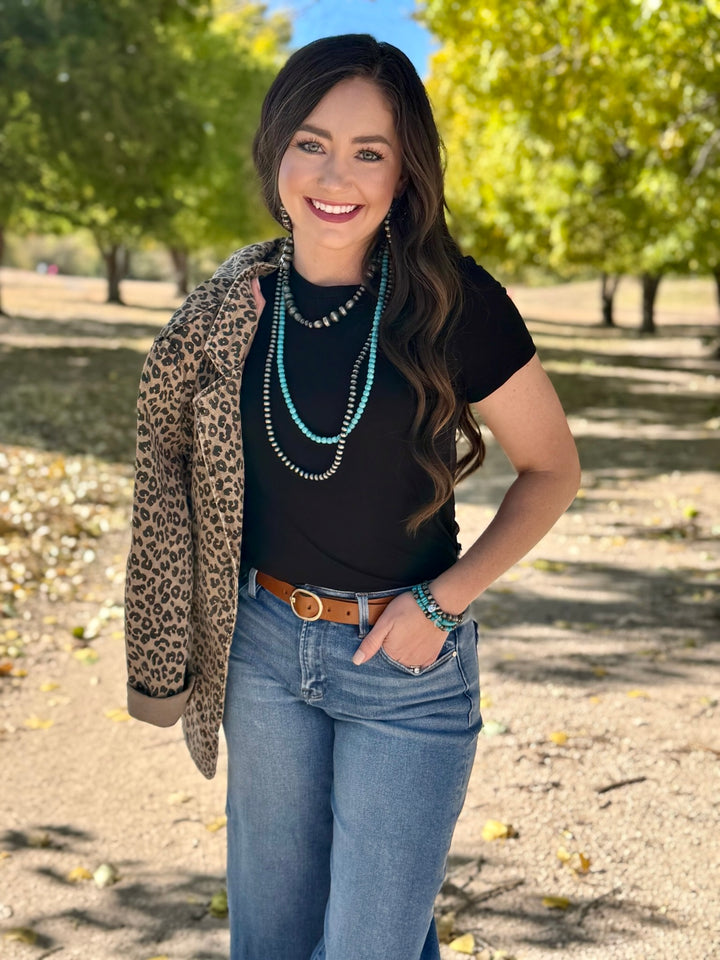 Dolly Denim Leopard Blazer