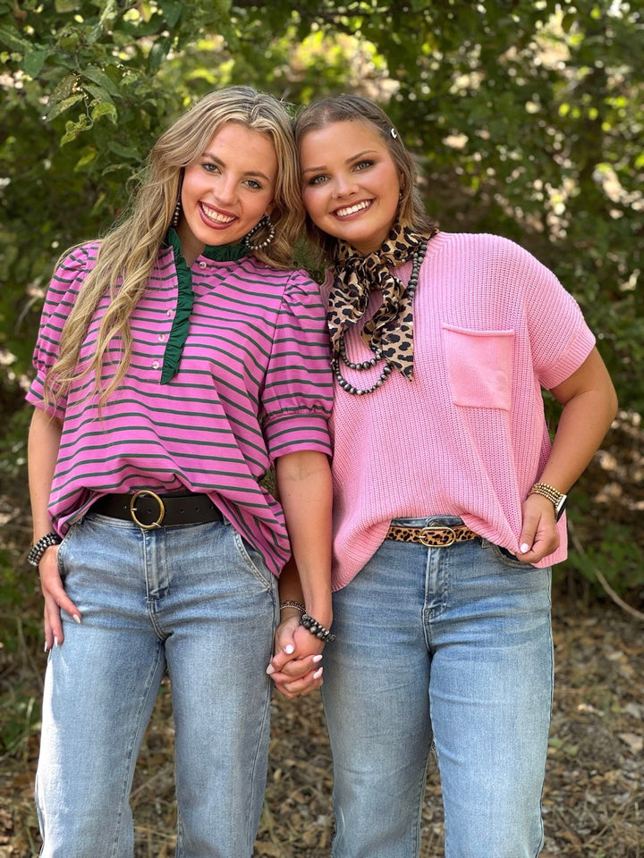 London Magenta & Green Striped Top