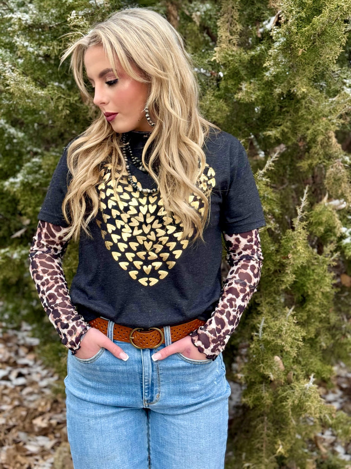 Chesney Brown Leopard Mesh Top