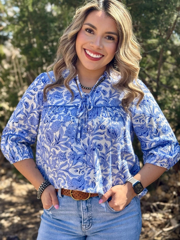 Sheridan Blue Floral Top
