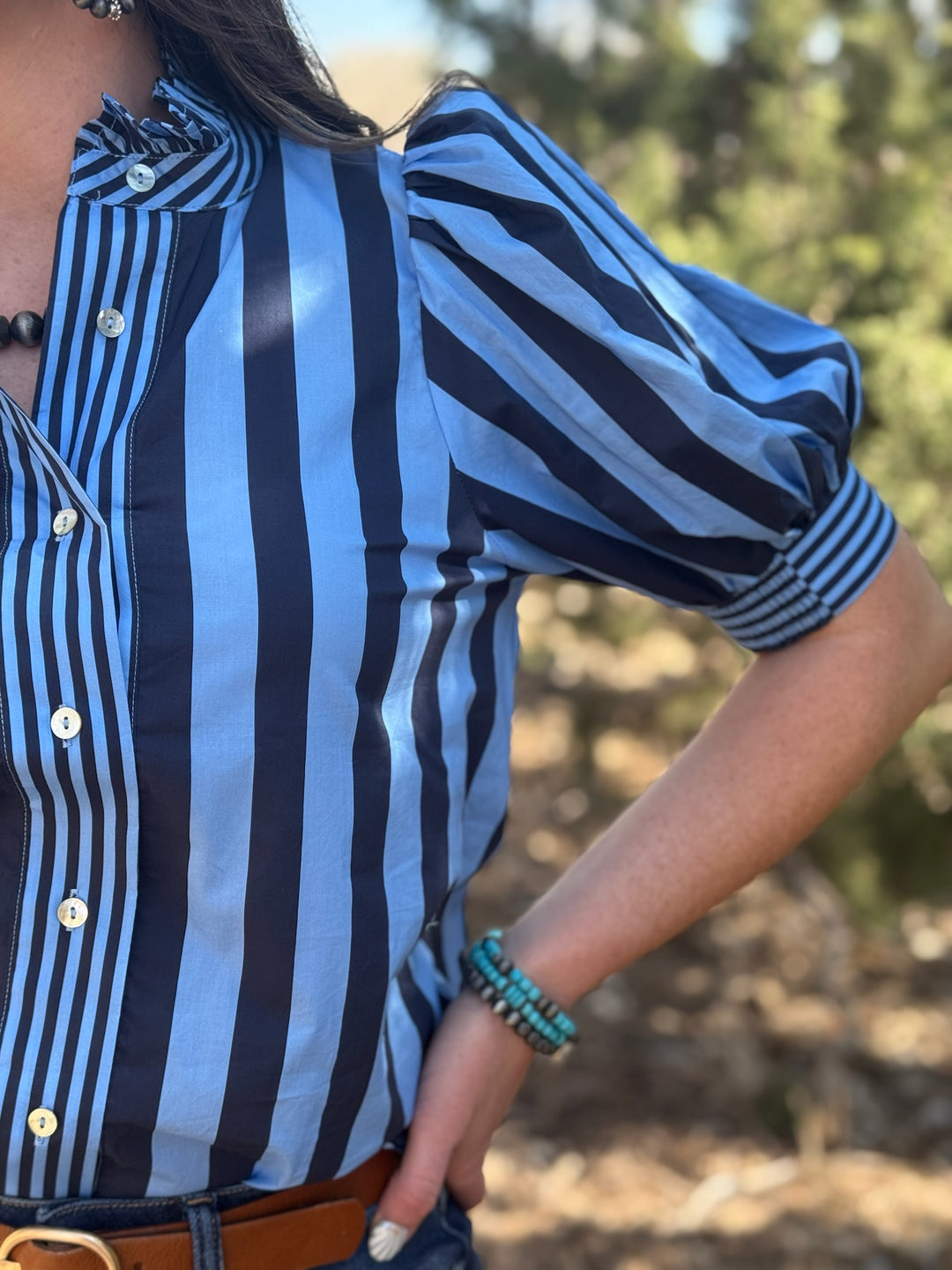 Salem Navy Striped Top