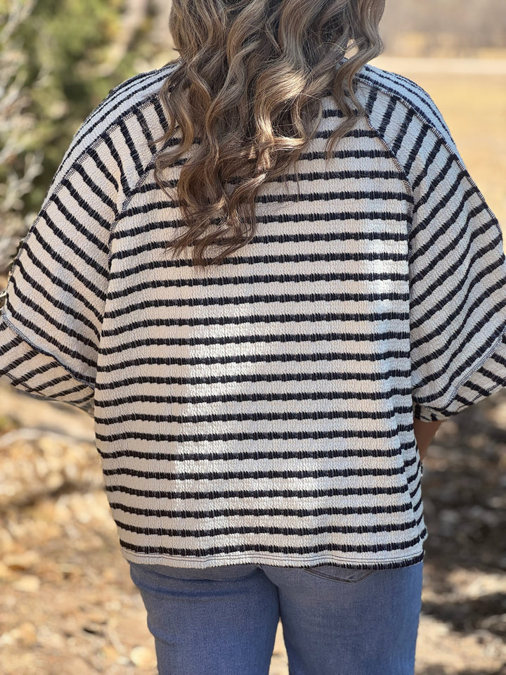 Haiven Navy Striped Top