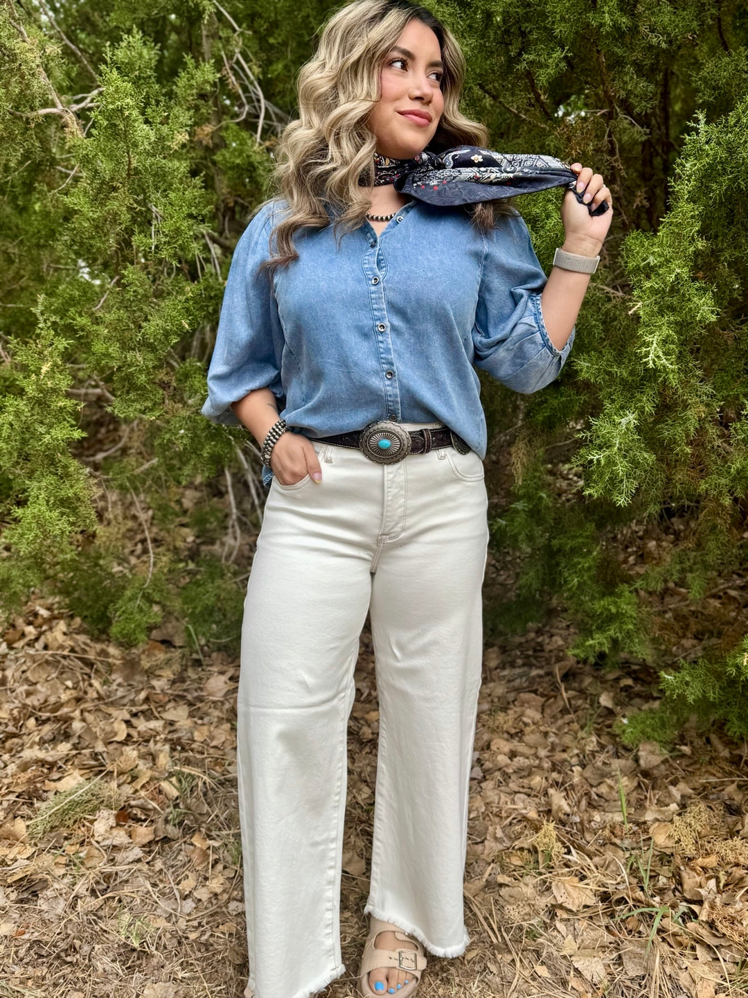 Sheridan 3/4 Sleeve Denim Top